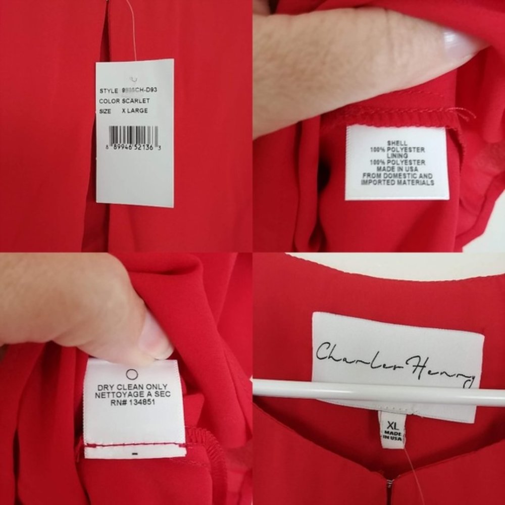 NWT Charles Henry Drawstring Scarlet Dress #3381 - Picture 8 of 8